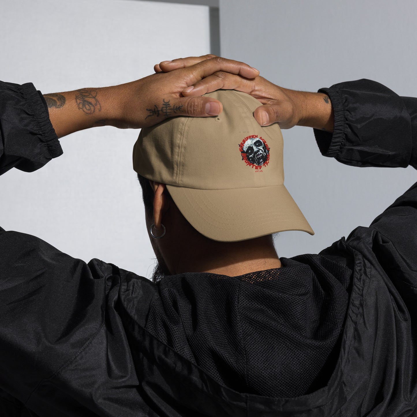 Dad hat with Forbidden Acres Logo on front