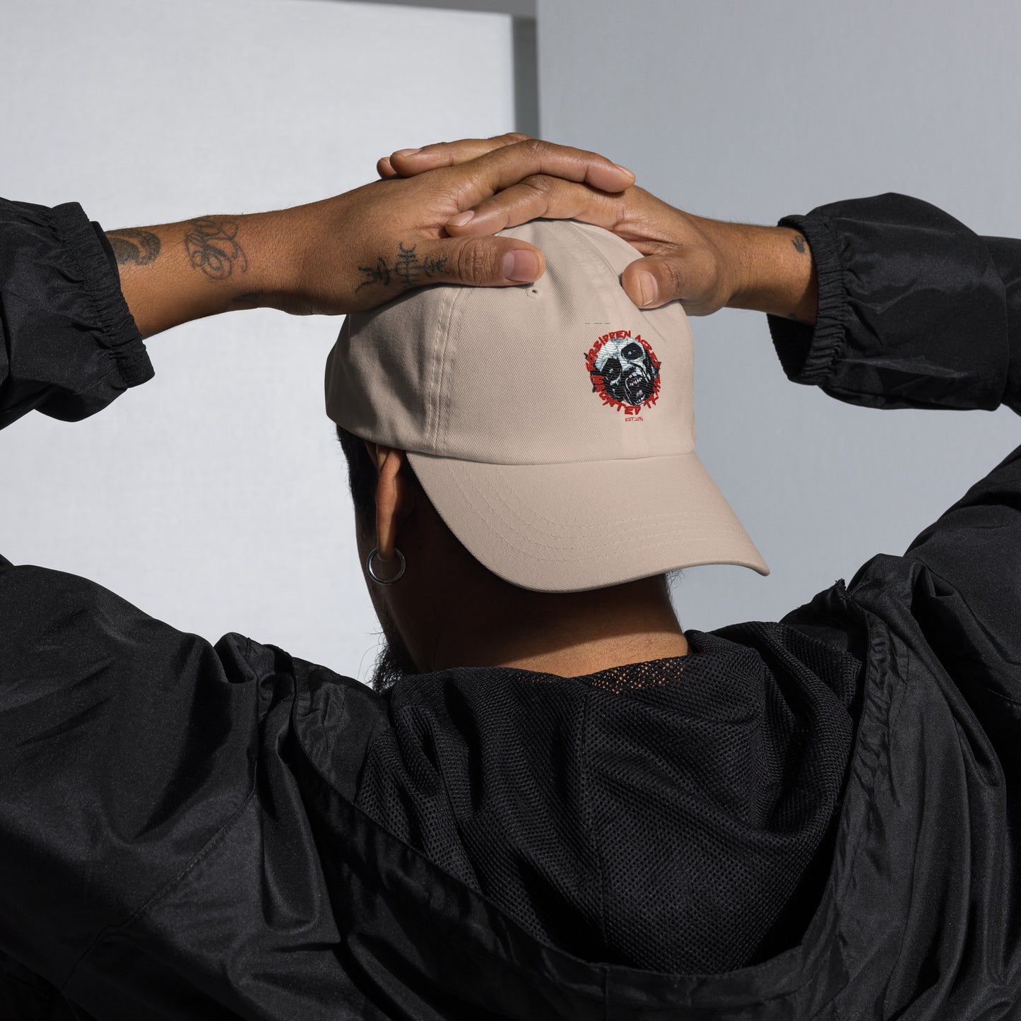 Dad hat with Forbidden Acres Logo on front