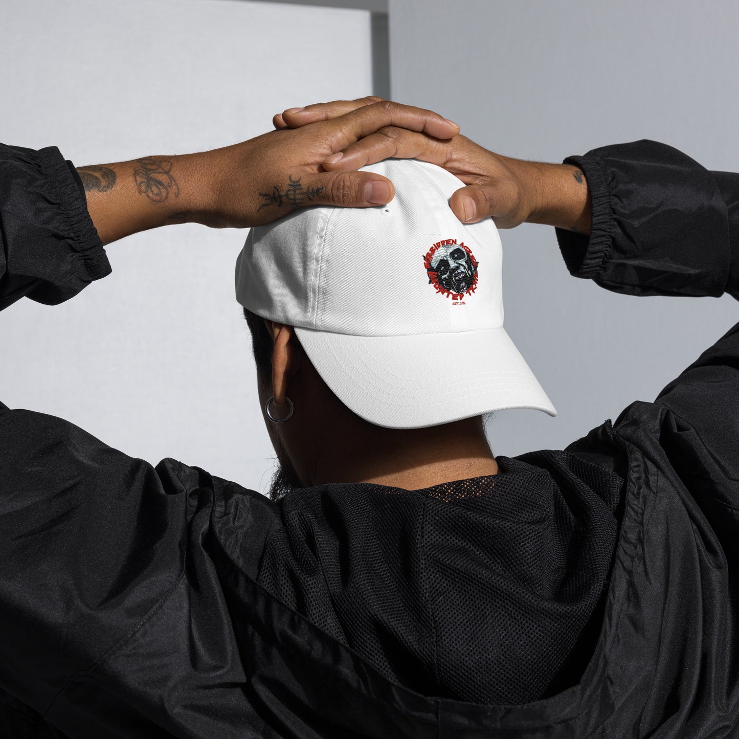 Dad hat with Forbidden Acres Logo on front