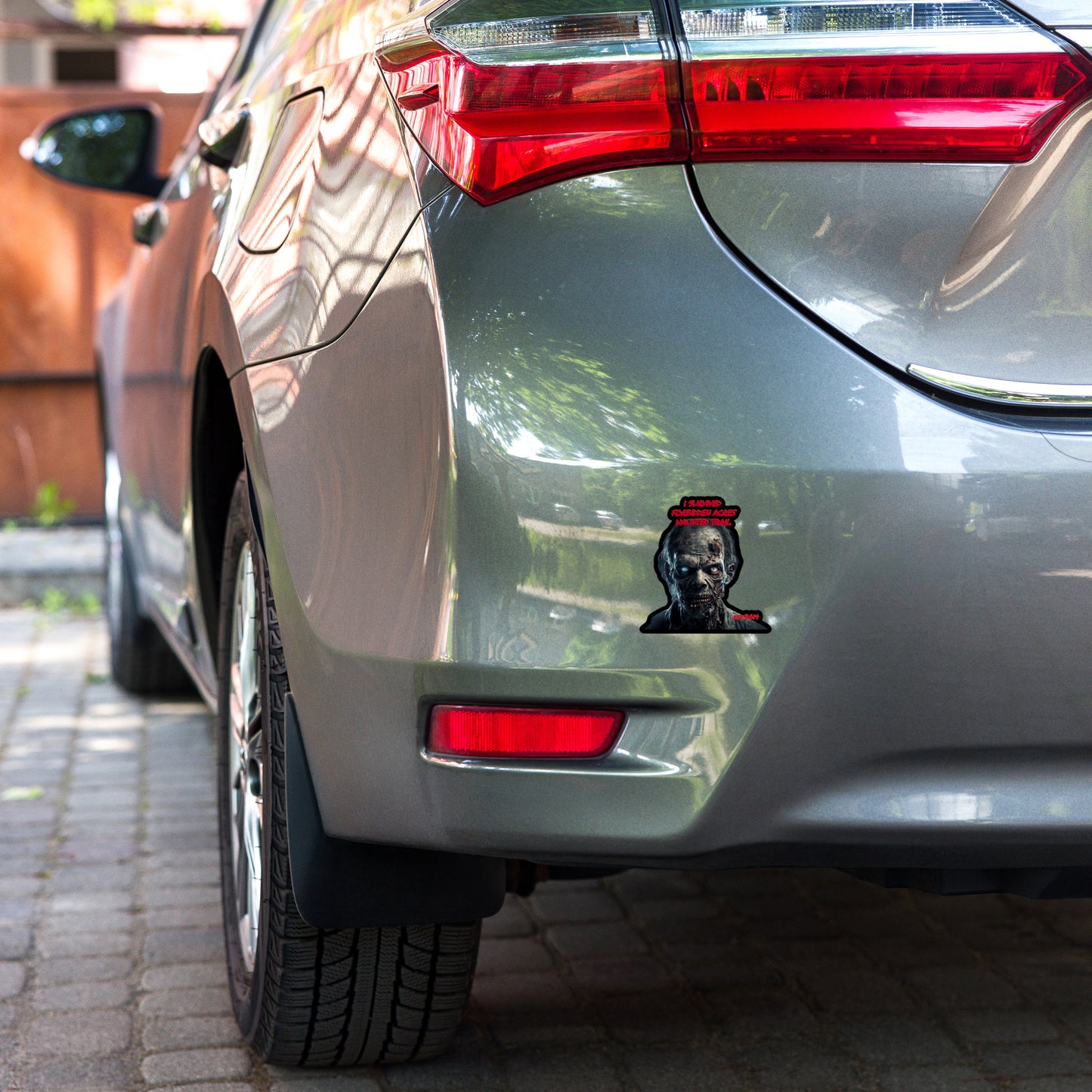 Bubble-free stickers "i survived Forbidden Acres Haunted Trail" zombie