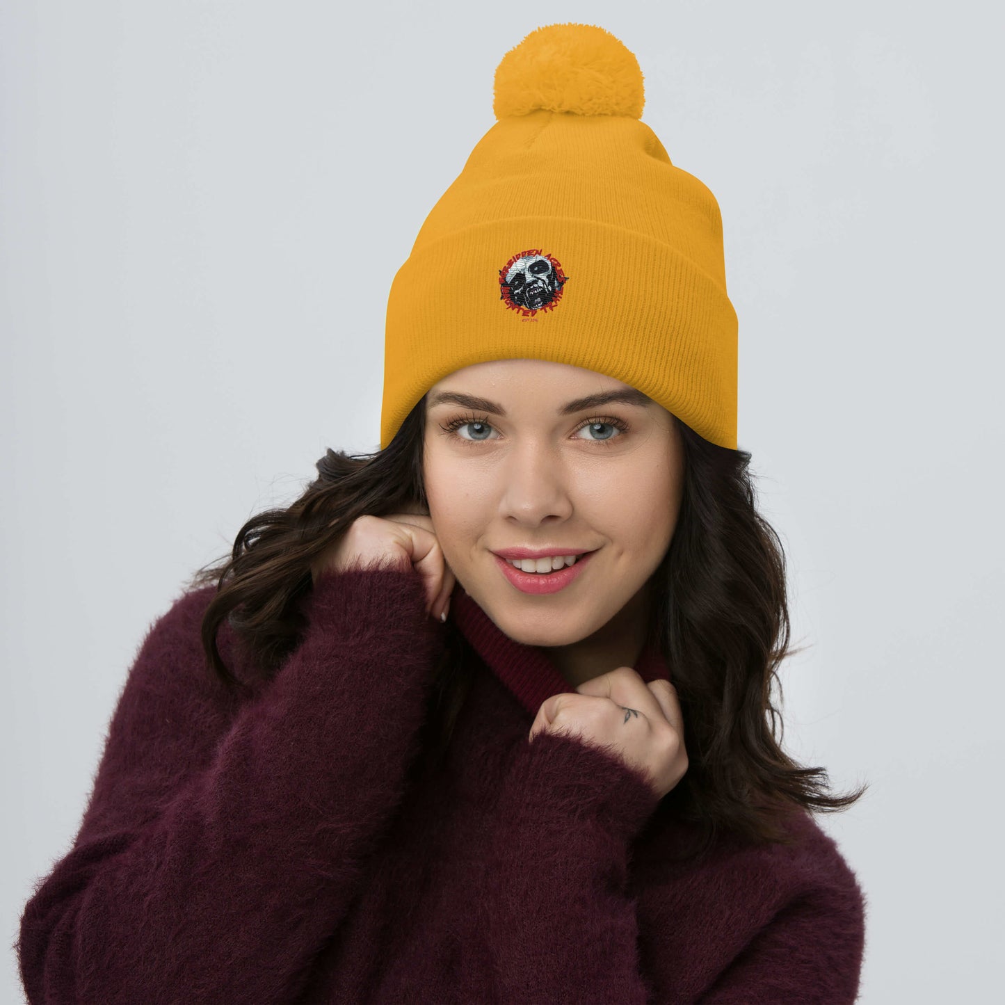 Pom-Pom Beanie with Forbidden Acres LOGO