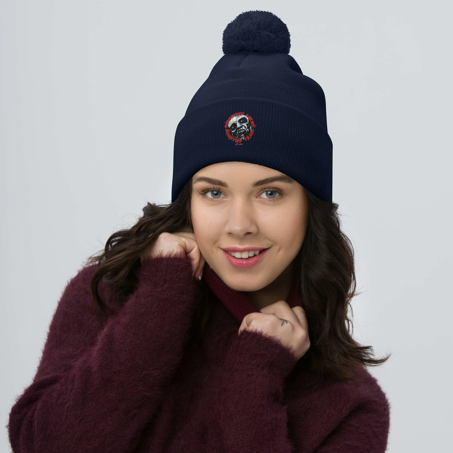 Pom-Pom Beanie with Forbidden Acres LOGO