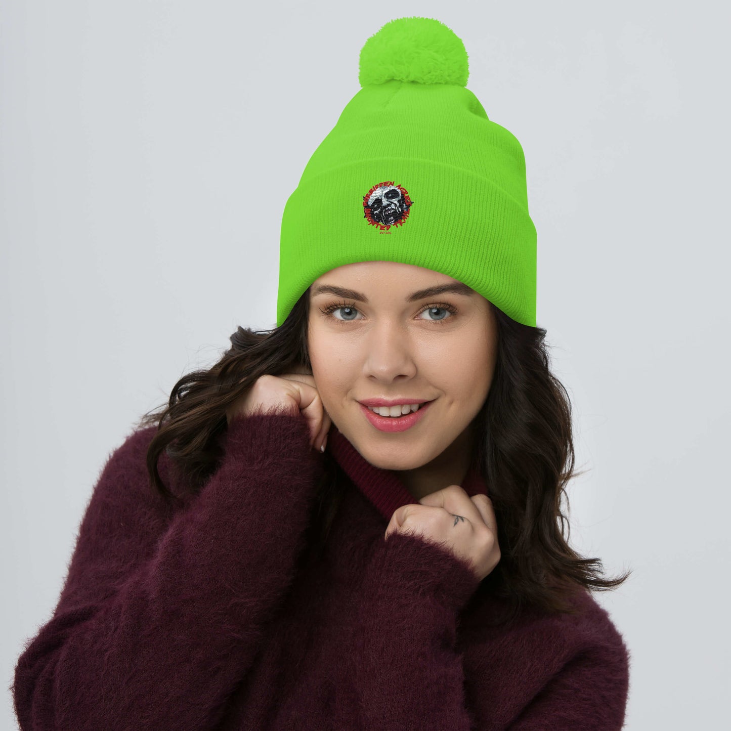 Pom-Pom Beanie with Forbidden Acres LOGO