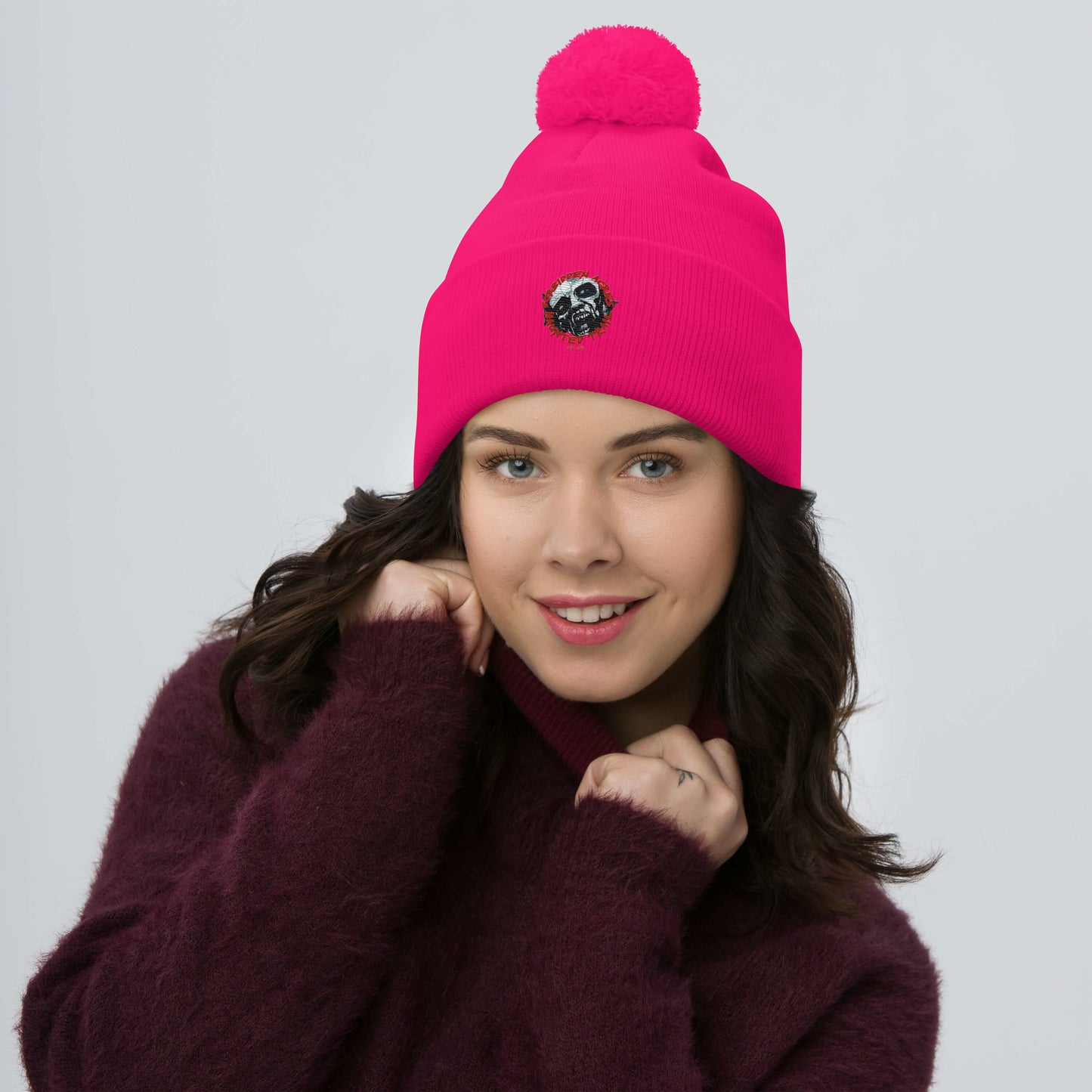 Pom-Pom Beanie with Forbidden Acres LOGO
