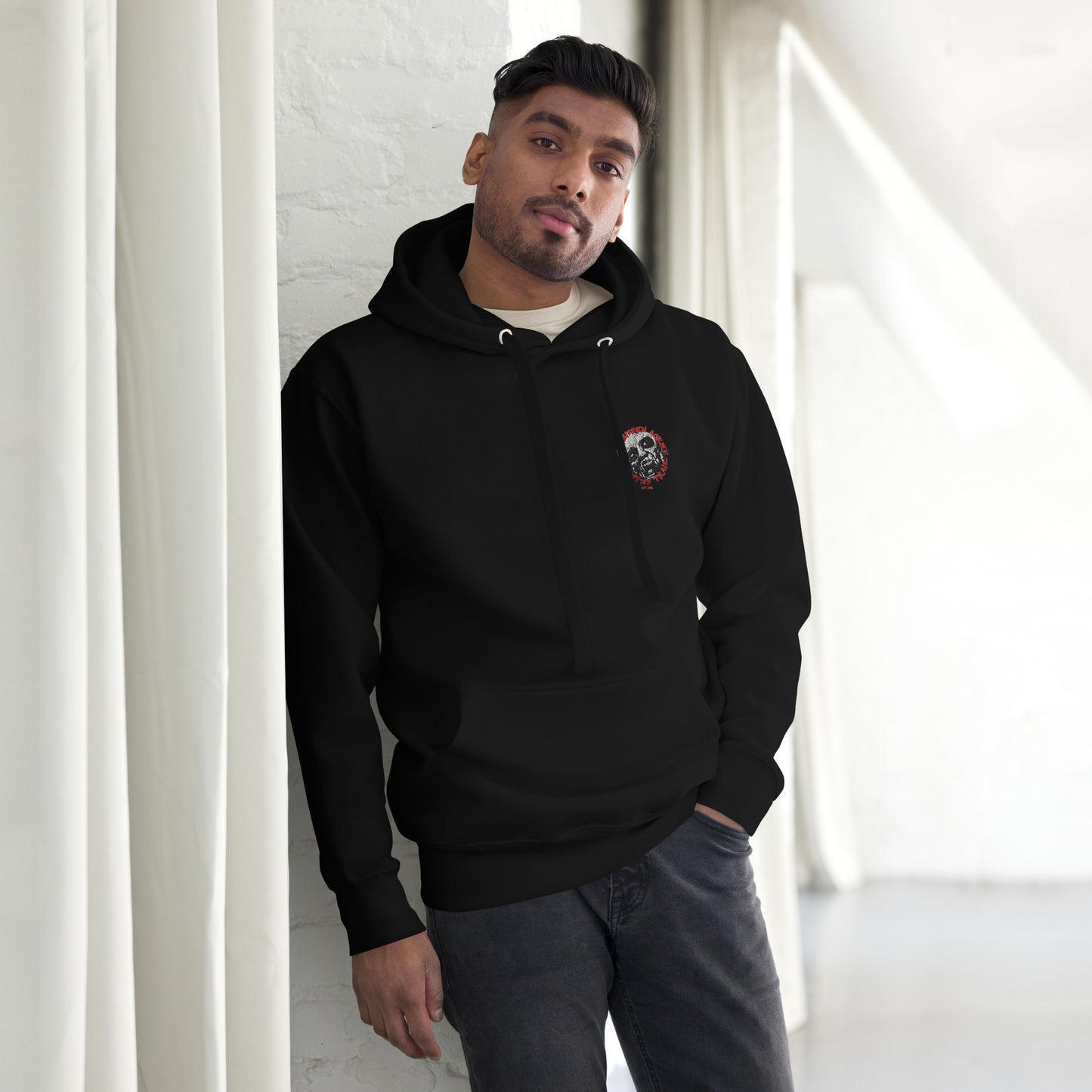 Unisex Hoodie with Forbidden Acres Logo on front chest and "i survived Forbidden Acres" clown on back