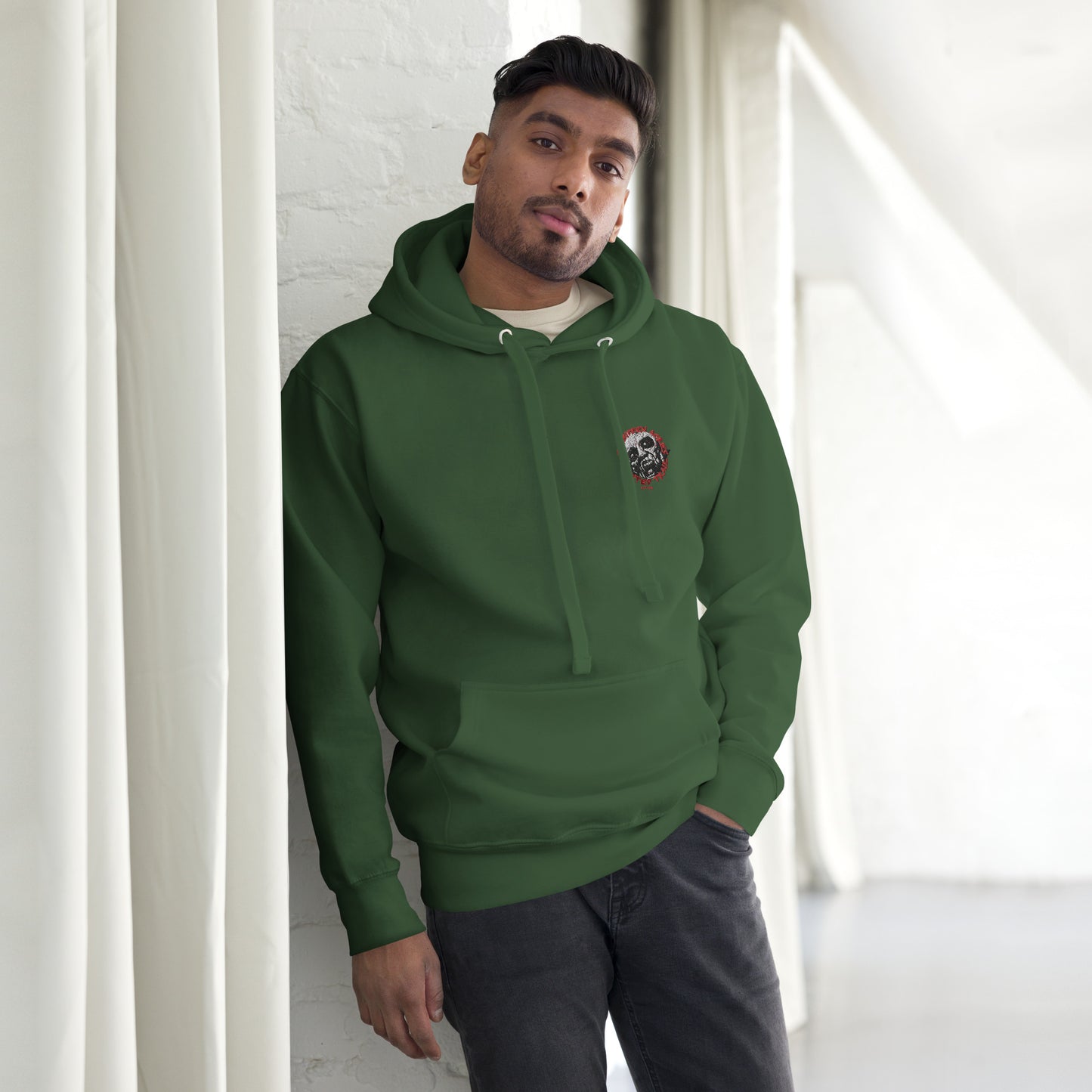 Unisex Hoodie with Forbidden Acres Logo on front chest and "i survived Forbidden Acres" clown on back
