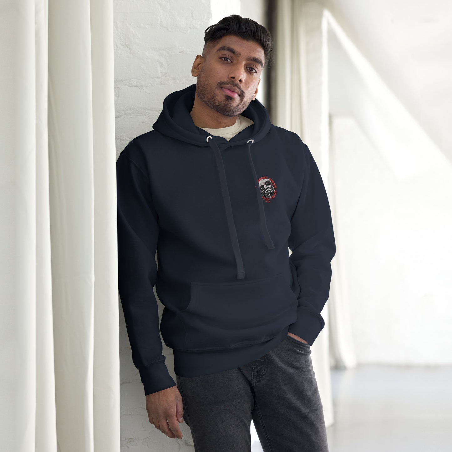 Unisex Hoodie with Forbidden Acres Logo on front chest and "i survived Forbidden Acres" clown on back